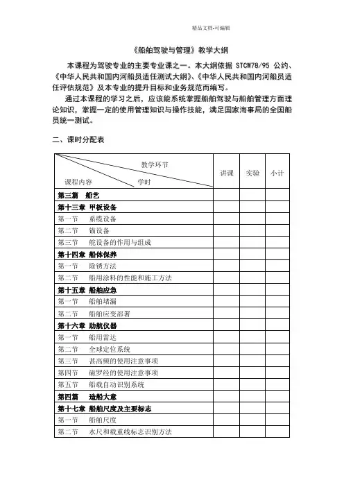 自编《船舶驾驶与管理》大纲
