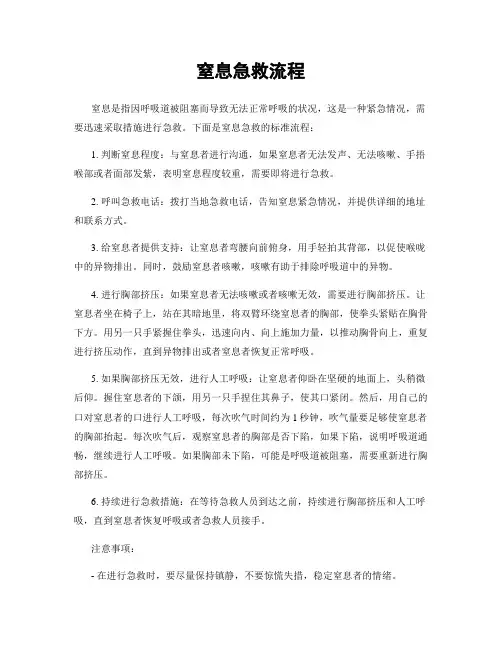 窒息急救流程
