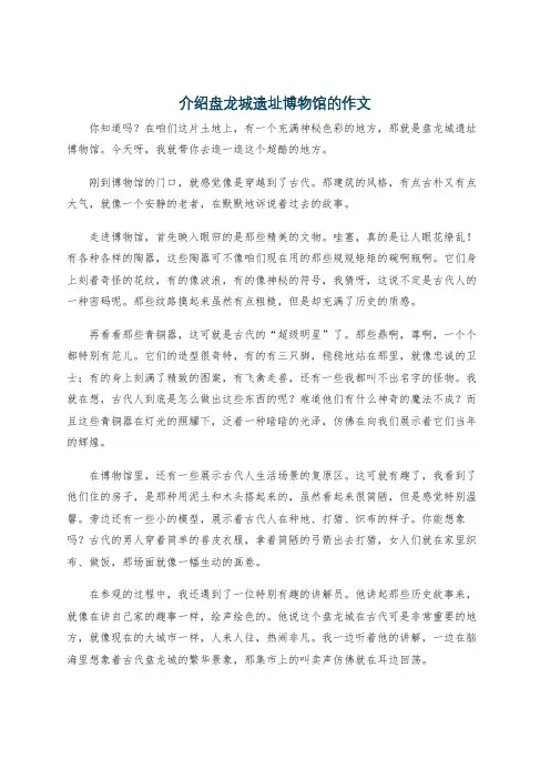 介绍盘龙城遗址博物馆的作文