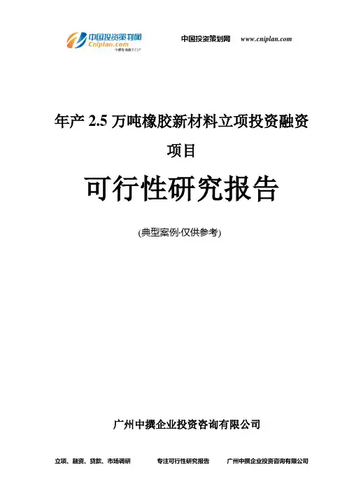 年产2.5万吨橡胶新材料融资投资立项项目可行性研究报告(中撰咨询)