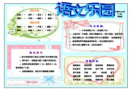 小学四年级语文手抄报
