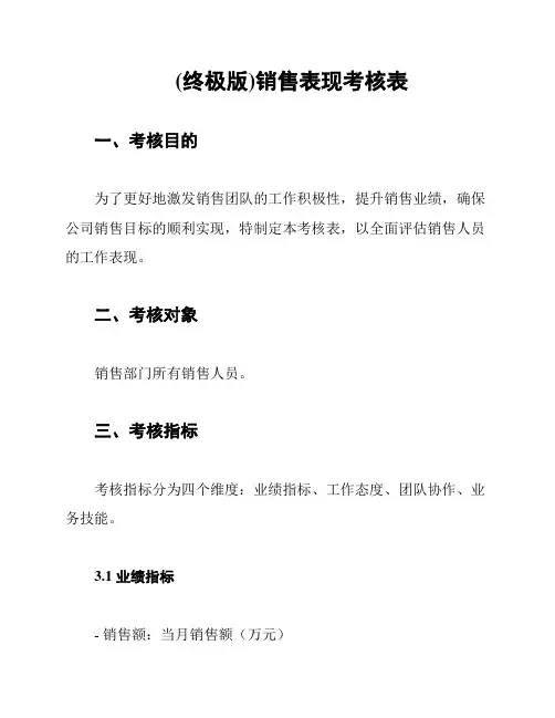 (终极版)销售表现考核表