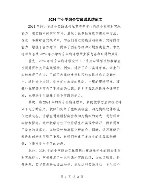 2024年小学综合实践课总结范文