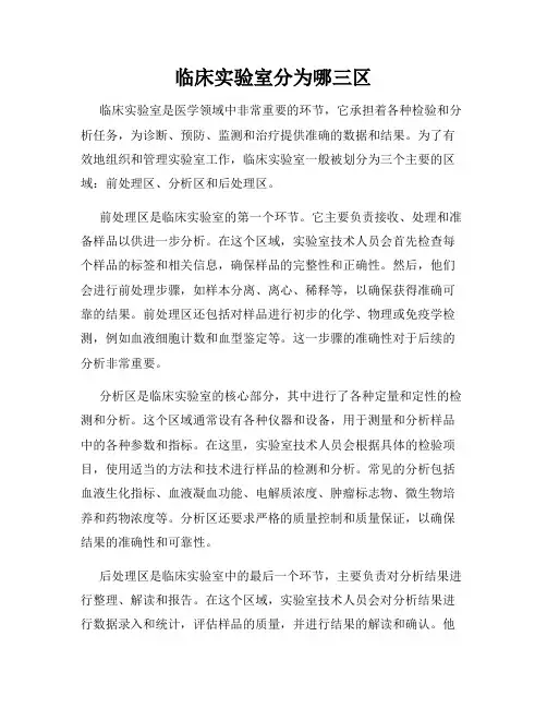 临床实验室分为哪三区