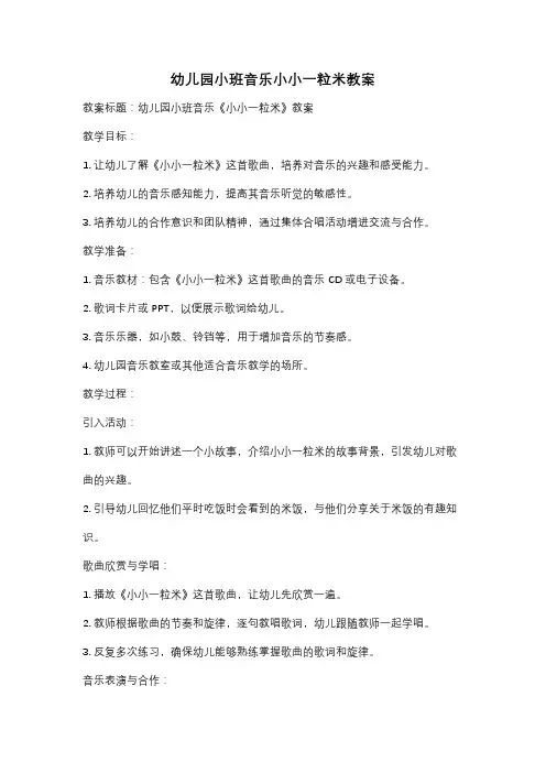 幼儿园小班音乐小小一粒米教案