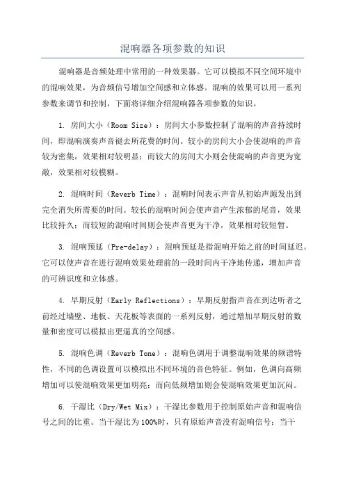 混响器各项参数的知识