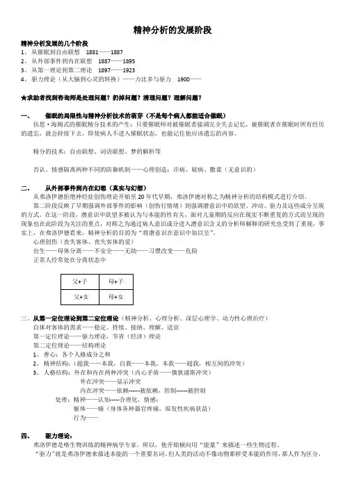 精神分析的发展阶段