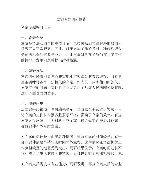 立案专题调研报告