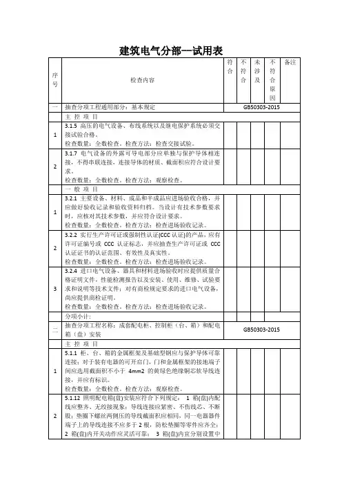 建筑电气检查表