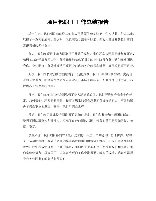 项目部职工工作总结报告