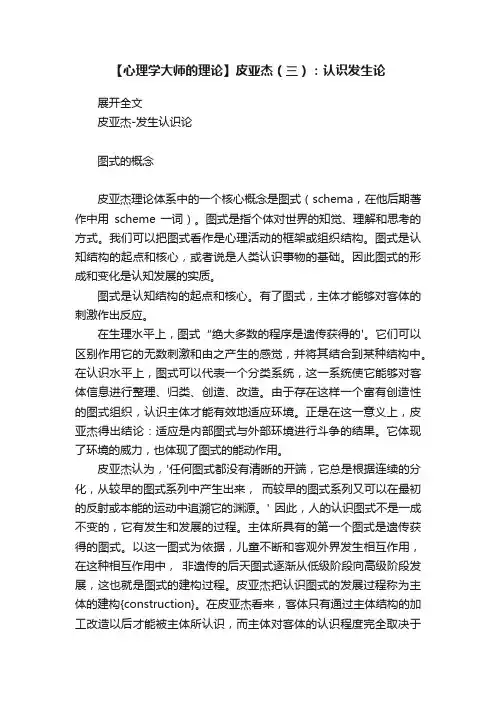 【心理学大师的理论】皮亚杰（三）：认识发生论