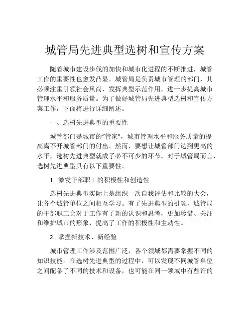 城管局先进典型选树和宣传方案