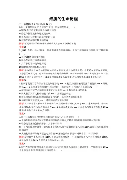 细胞的生命历程测试题
