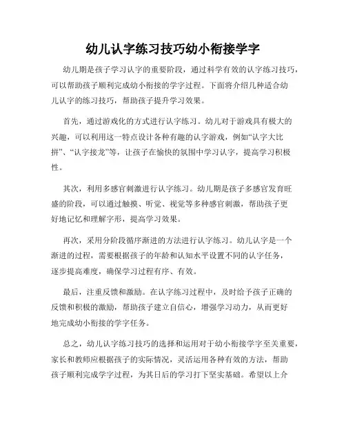 幼儿认字练习技巧幼小衔接学字