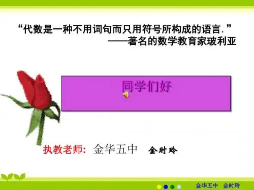 用字母表示数 PPT课件 33 浙教版
