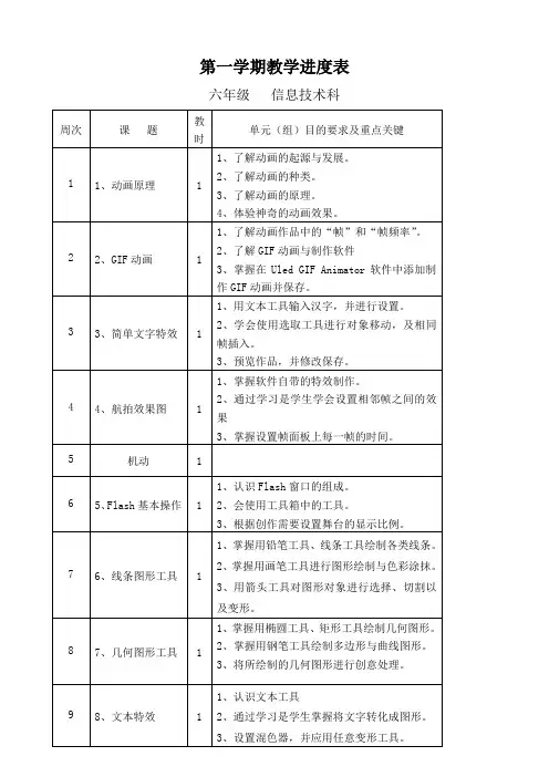 新编闽教版小学信息技术六年级上册教案