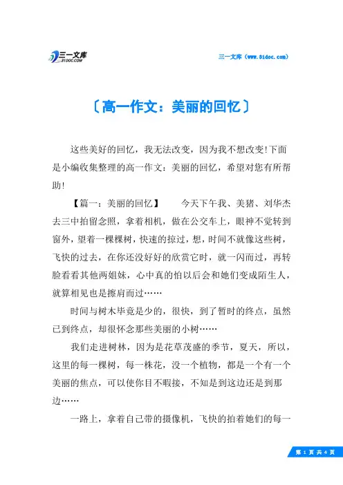 高一作文：美丽的回忆