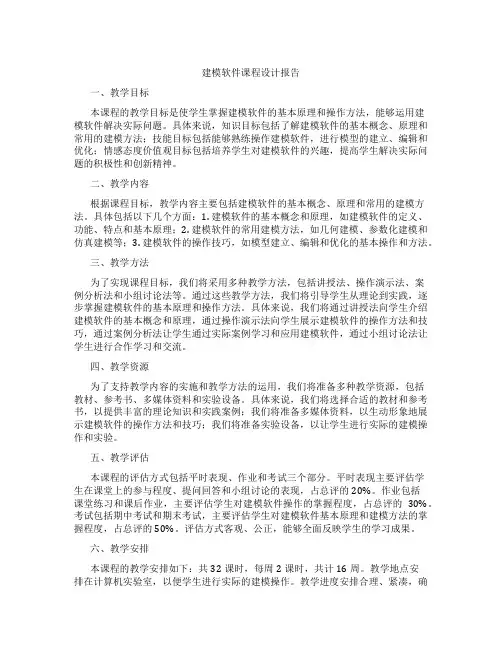 建模软件课程设计报告