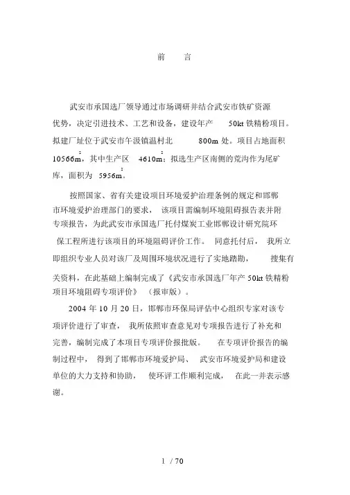 铁矿资源厂环境评价分析报告书