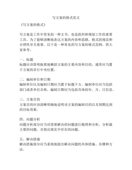 写方案的格式范文
