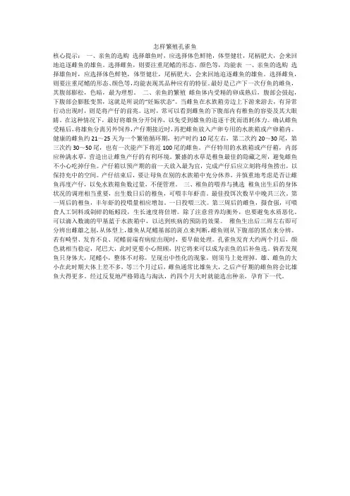 怎样繁殖孔雀鱼