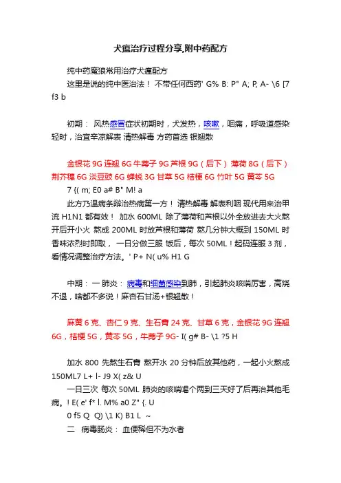 犬瘟治疗过程分享,附中药配方