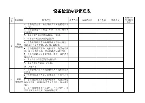 机械设备检查表