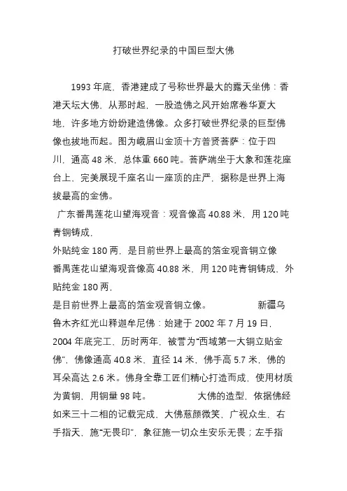 打破世界纪录的中国巨型大佛