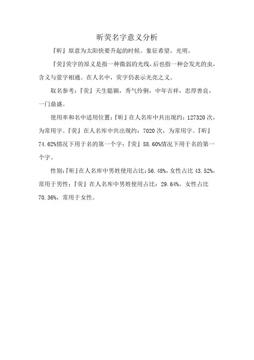 昕荧名字意义分析