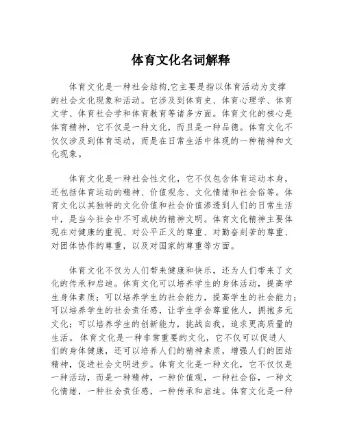 体育文化名词解释