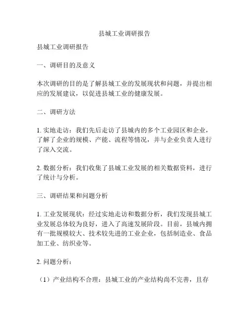 县城工业调研报告