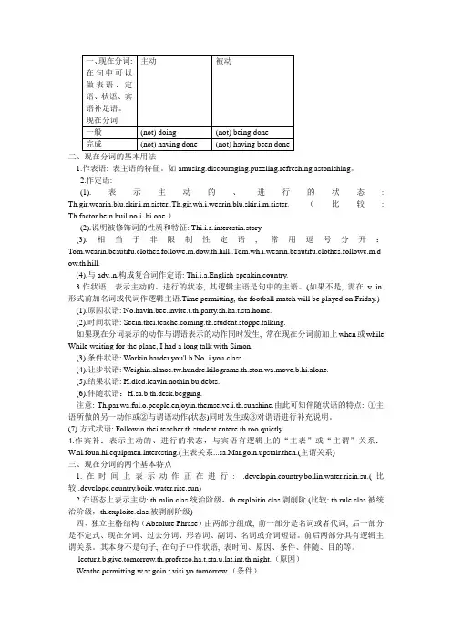 现在分词用法讲解