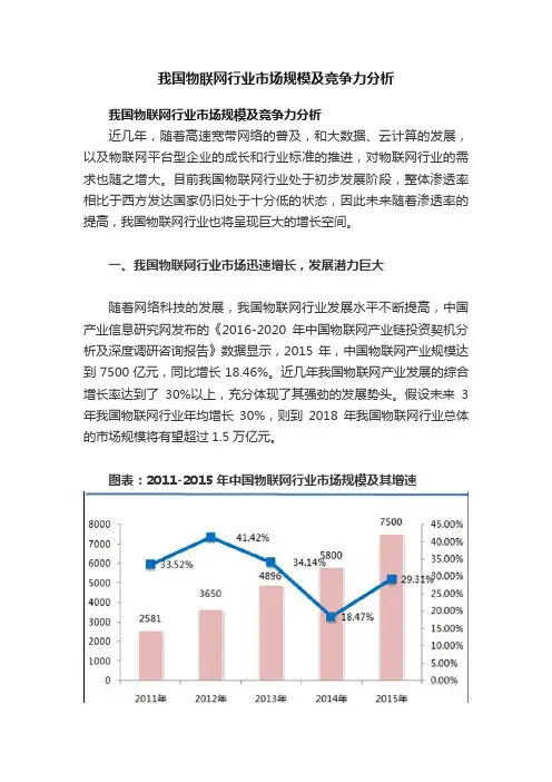 我国物联网行业市场规模及竞争力分析