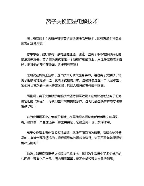 离子交换膜法电解技术