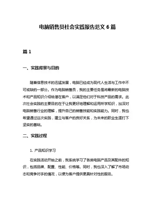 电脑销售员社会实践报告范文6篇