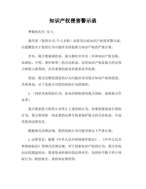 知识产权侵害警示函