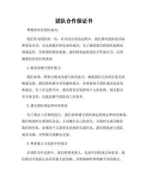 团队合作保证书