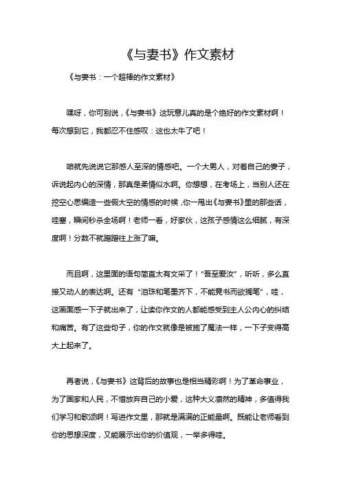 《与妻书》作文素材