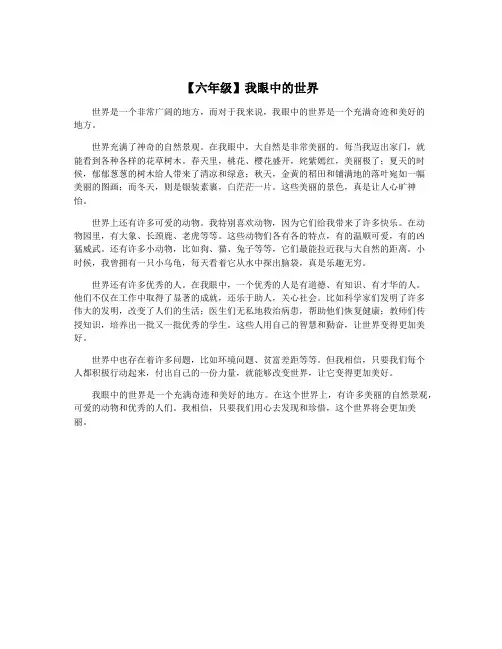 【六年级】我眼中的世界