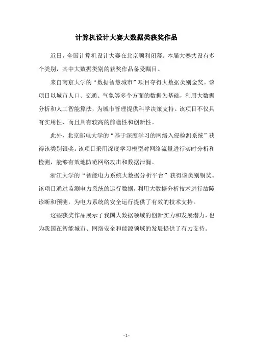 计算机设计大赛大数据类获奖作品