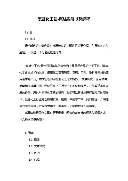 氨基化工艺-定义说明解析