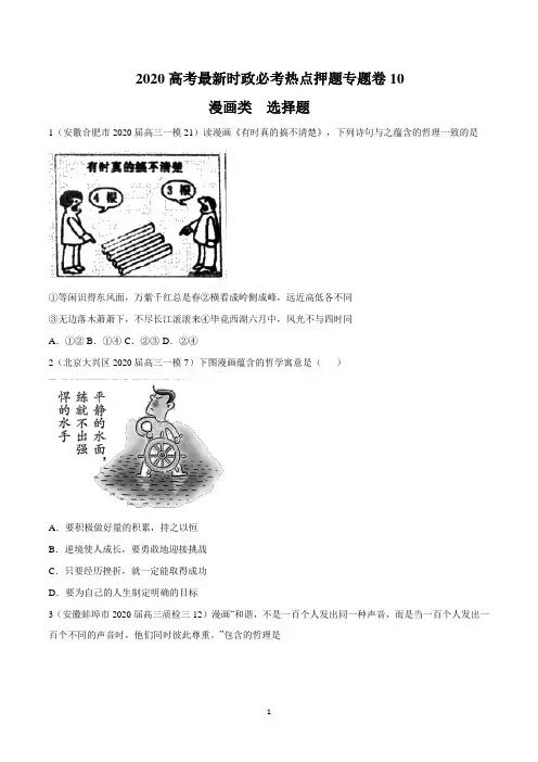 2020年高考政治最新时政热点押题冲刺专题10 漫画类选择题(原卷版)