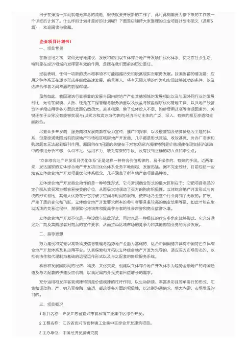 企业项目计划书范文(通用5篇)