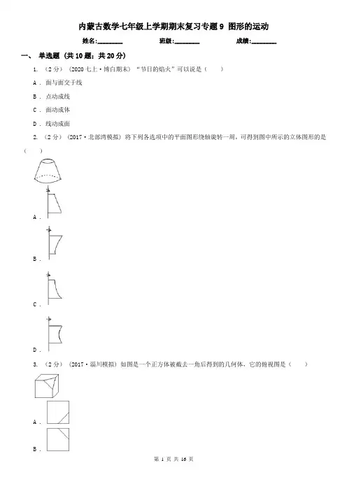 内蒙古数学七年级上学期期末复习专题9 图形的运动