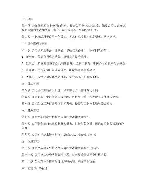 医药商业公司管理制度