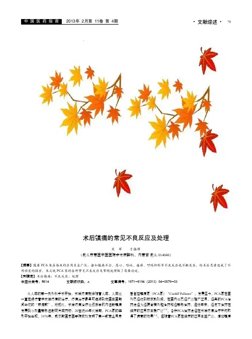 术后镇痛的常见不良反应及处理