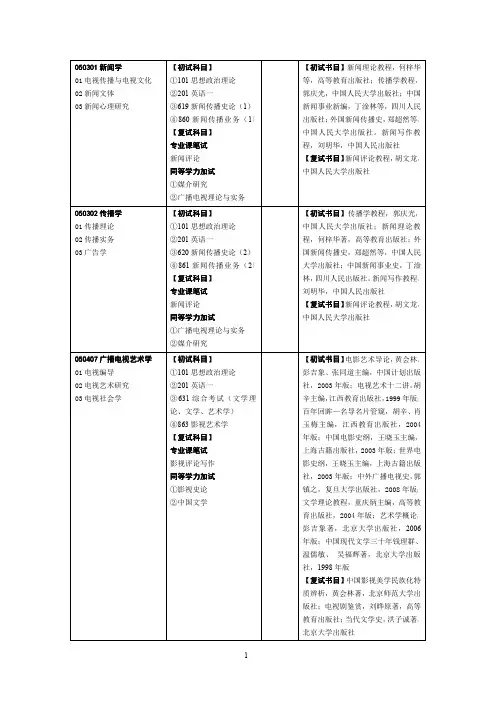 南昌大学新闻系考研参考书目