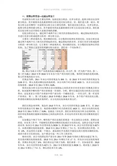 企业财务分析方法有哪些