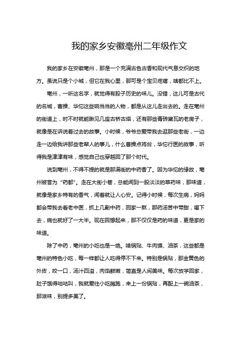 我的家乡安徽亳州二年级作文