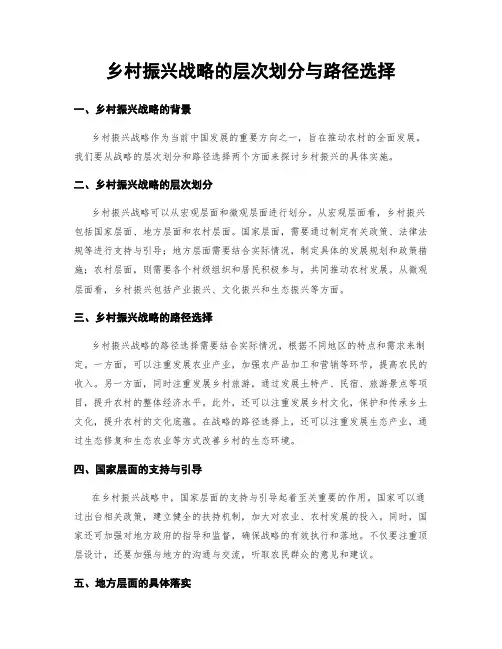 乡村振兴战略的层次划分与路径选择